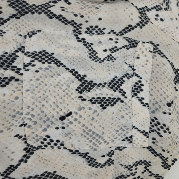 Express Portofino snakeskin ivory pale pink sleeveless collar button up shirt SP - Picture 8 of 11